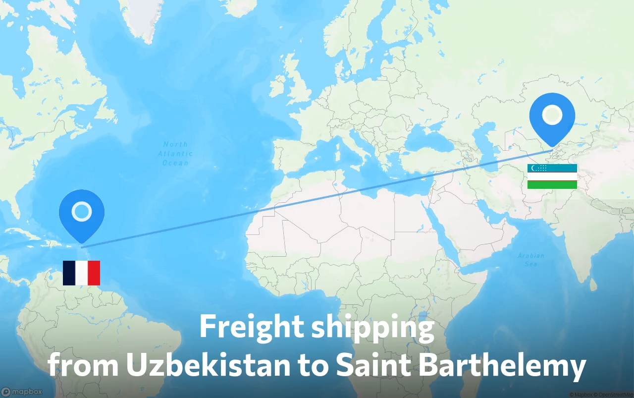 Shipping route from Uzbekistan to Saint Barthelemy