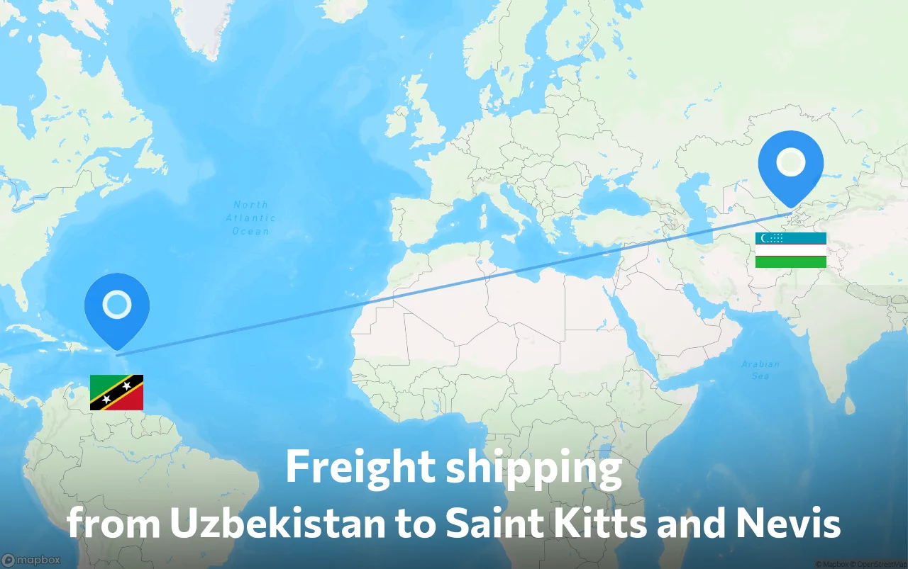 Shipping route from Uzbekistan to Saint Kitts and Nevis