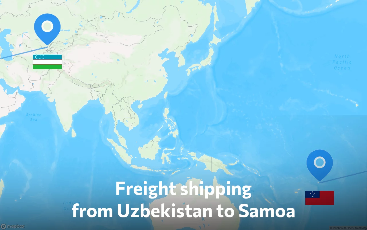 Shipping route from Uzbekistan to Samoa