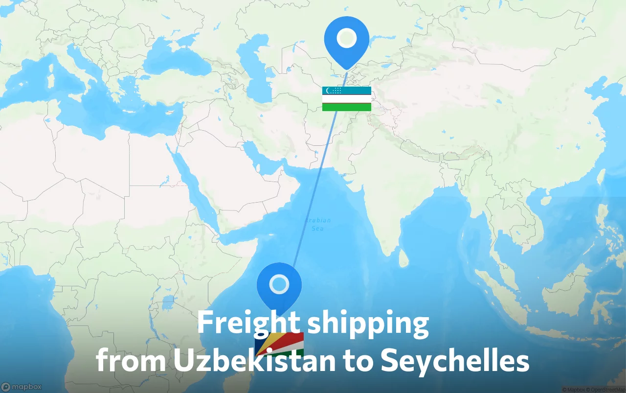 Shipping route from Uzbekistan to Seychelles