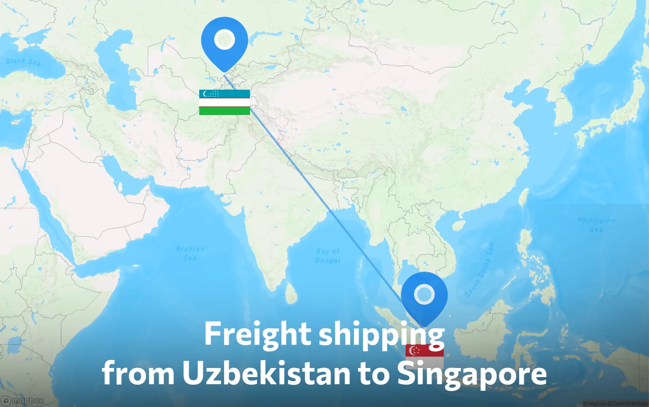 Shipping route from Uzbekistan to Singapore