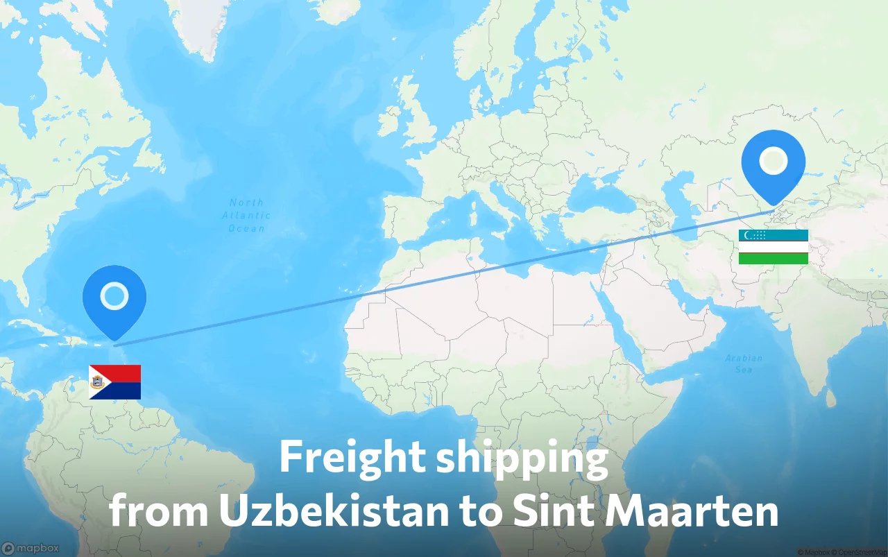 Shipping route from Uzbekistan to Sint Maarten