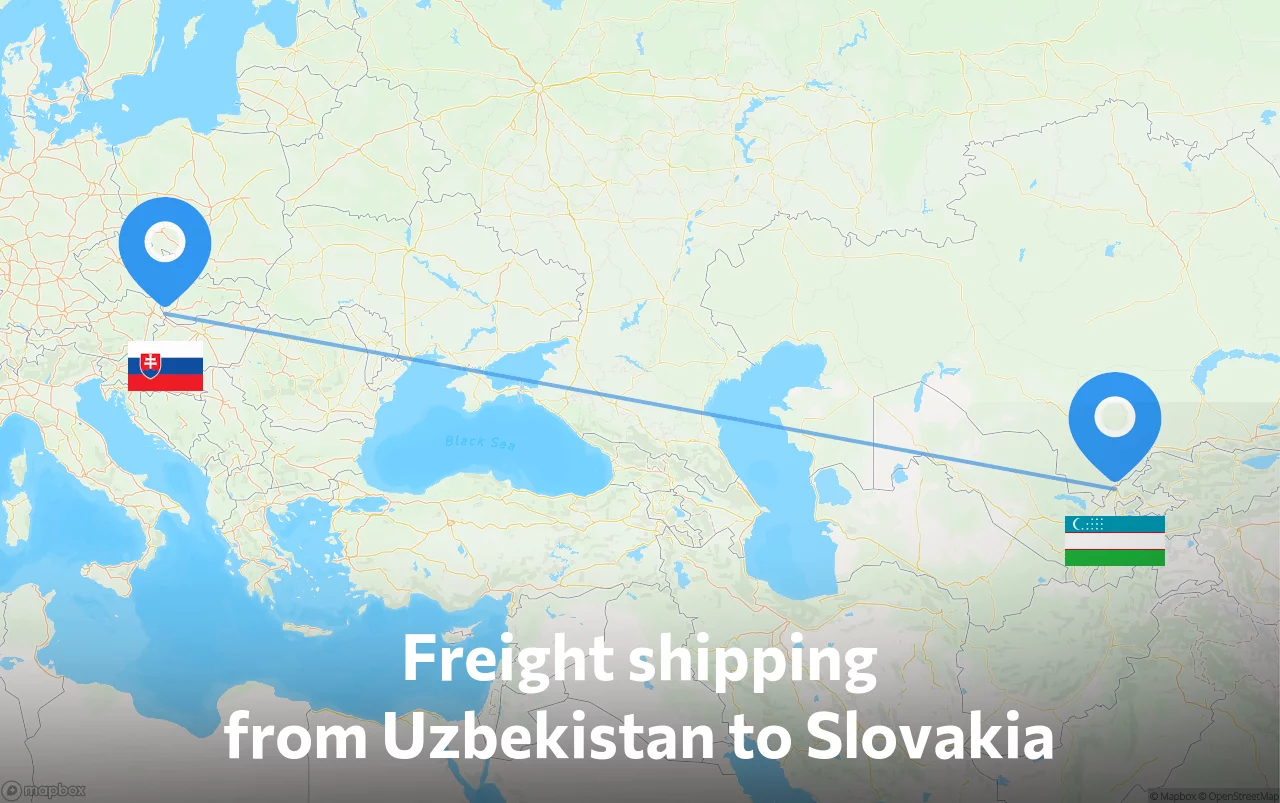 Shipping route from Uzbekistan to Slovakia