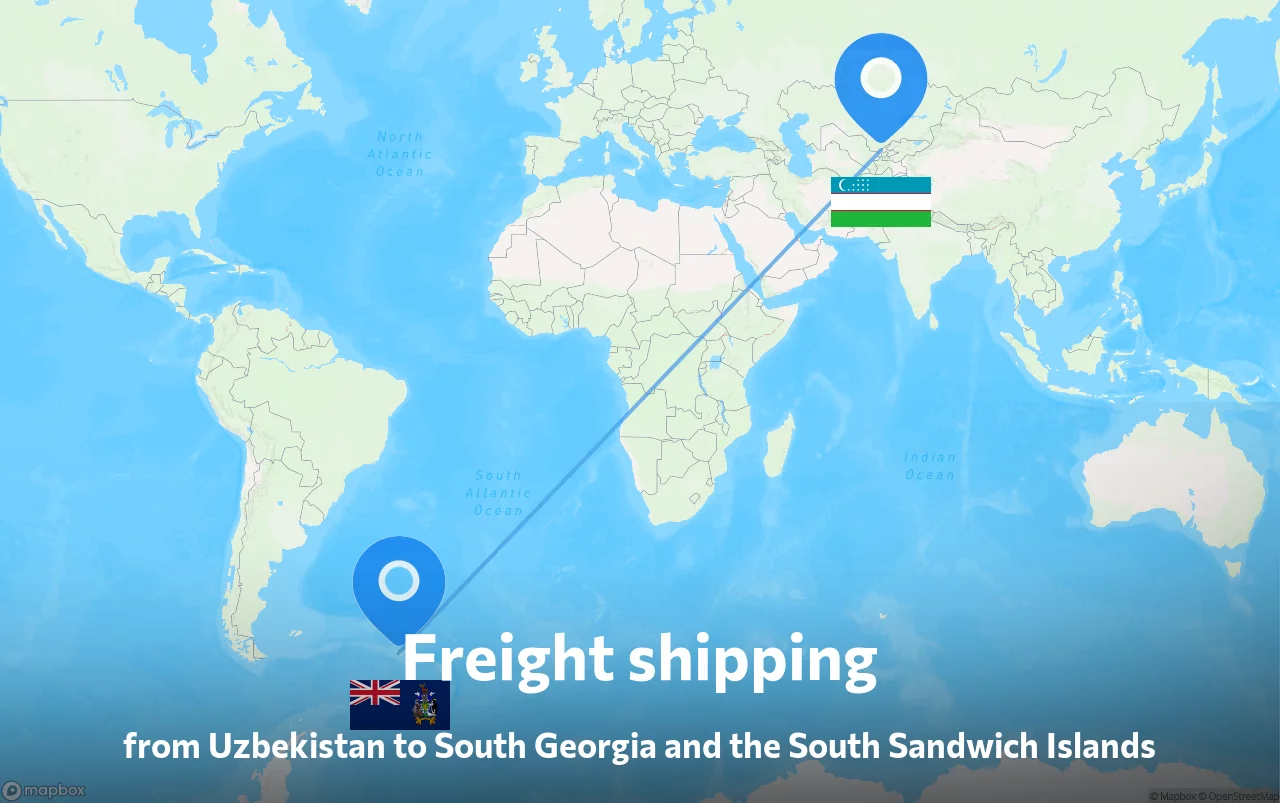 Shipping route from Uzbekistan to South Georgia and the South Sandwich Islands