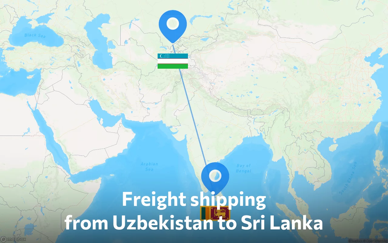 Shipping route from Uzbekistan to Sri Lanka