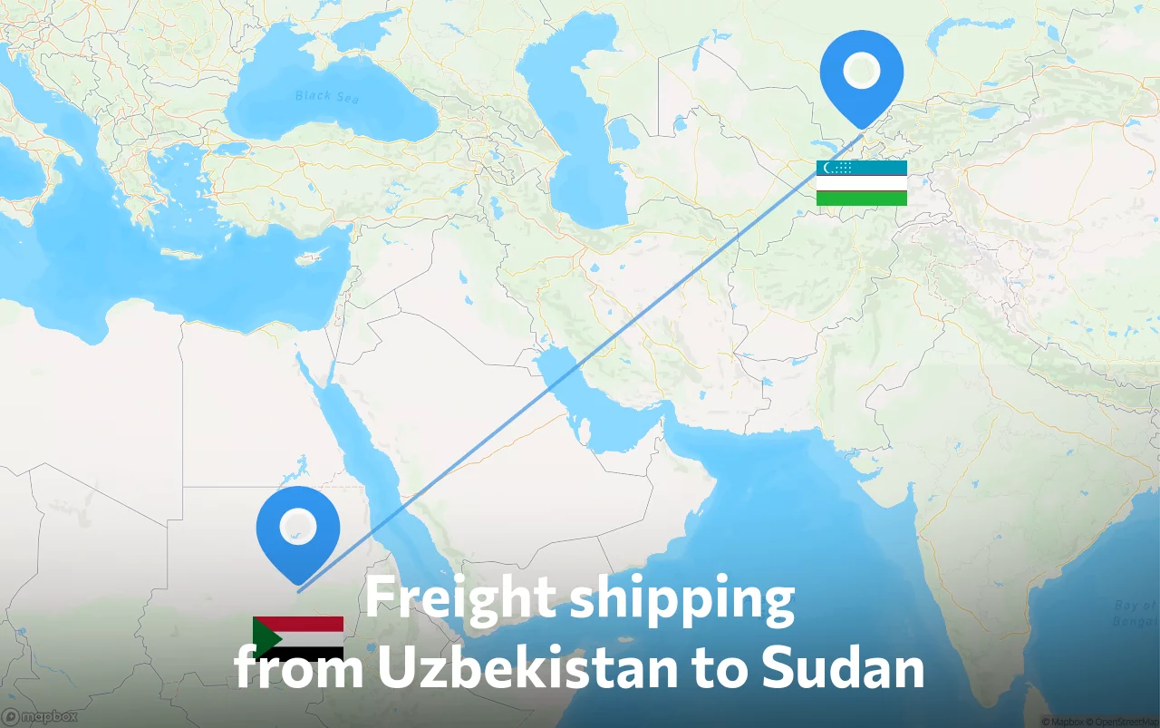 Shipping route from Uzbekistan to Sudan