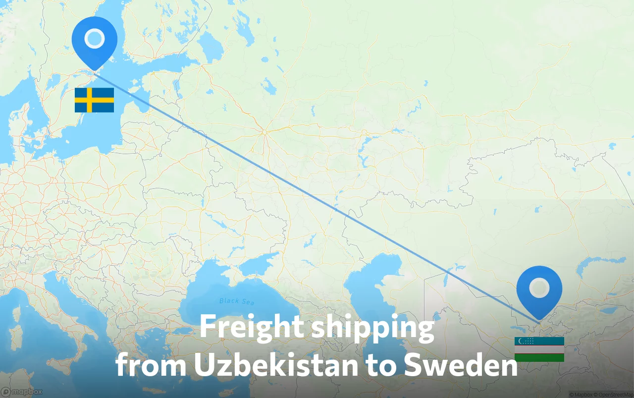 Shipping route from Uzbekistan to Sweden