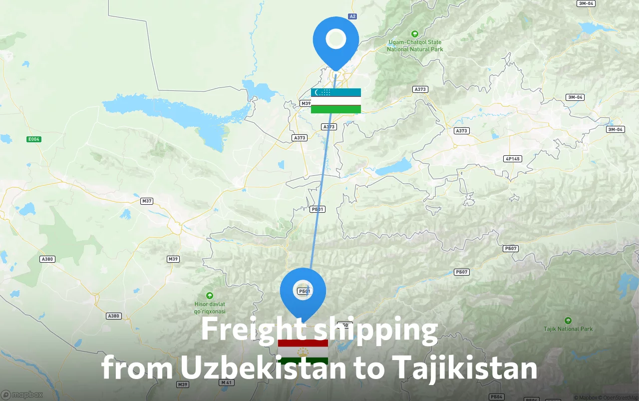 Shipping route from Uzbekistan to Tajikistan