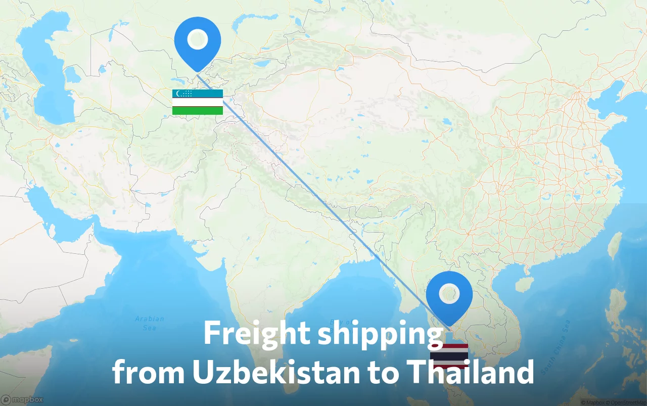 Shipping route from Uzbekistan to Thailand