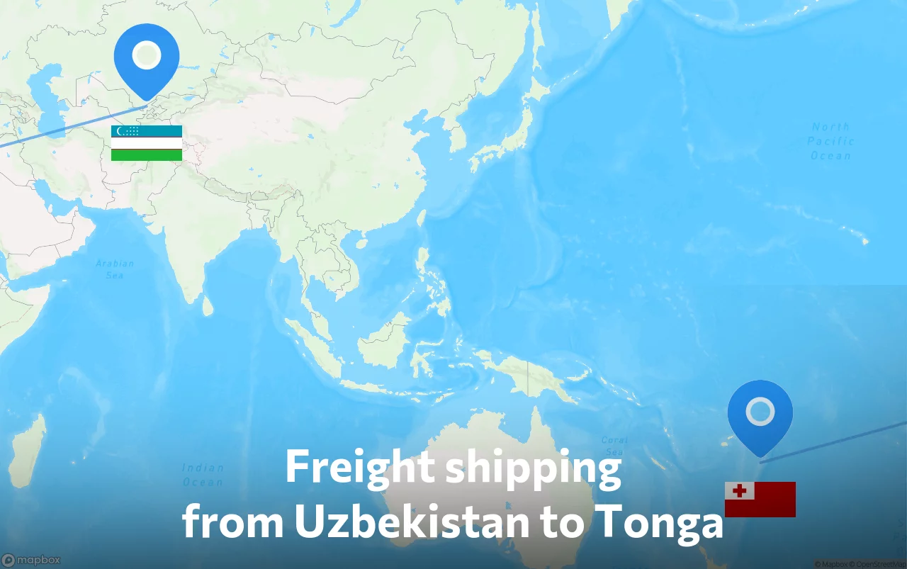 Shipping route from Uzbekistan to Tonga