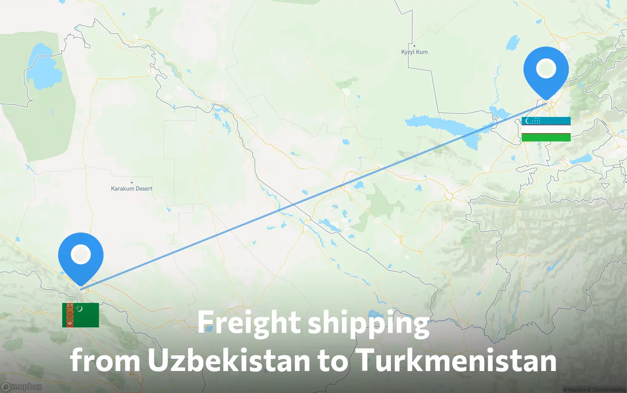 Shipping route from Uzbekistan to Turkmenistan