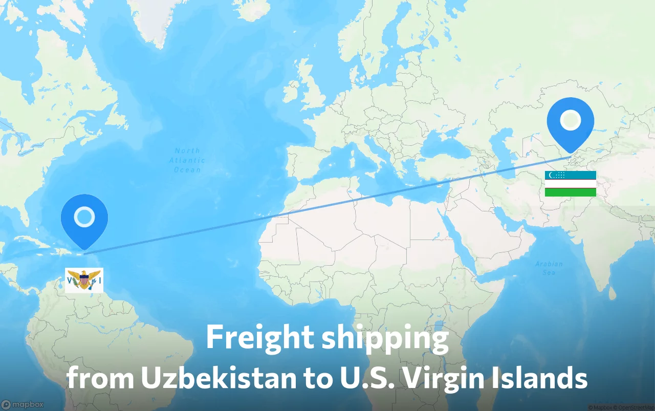 Shipping route from Uzbekistan to U.S. Virgin Islands