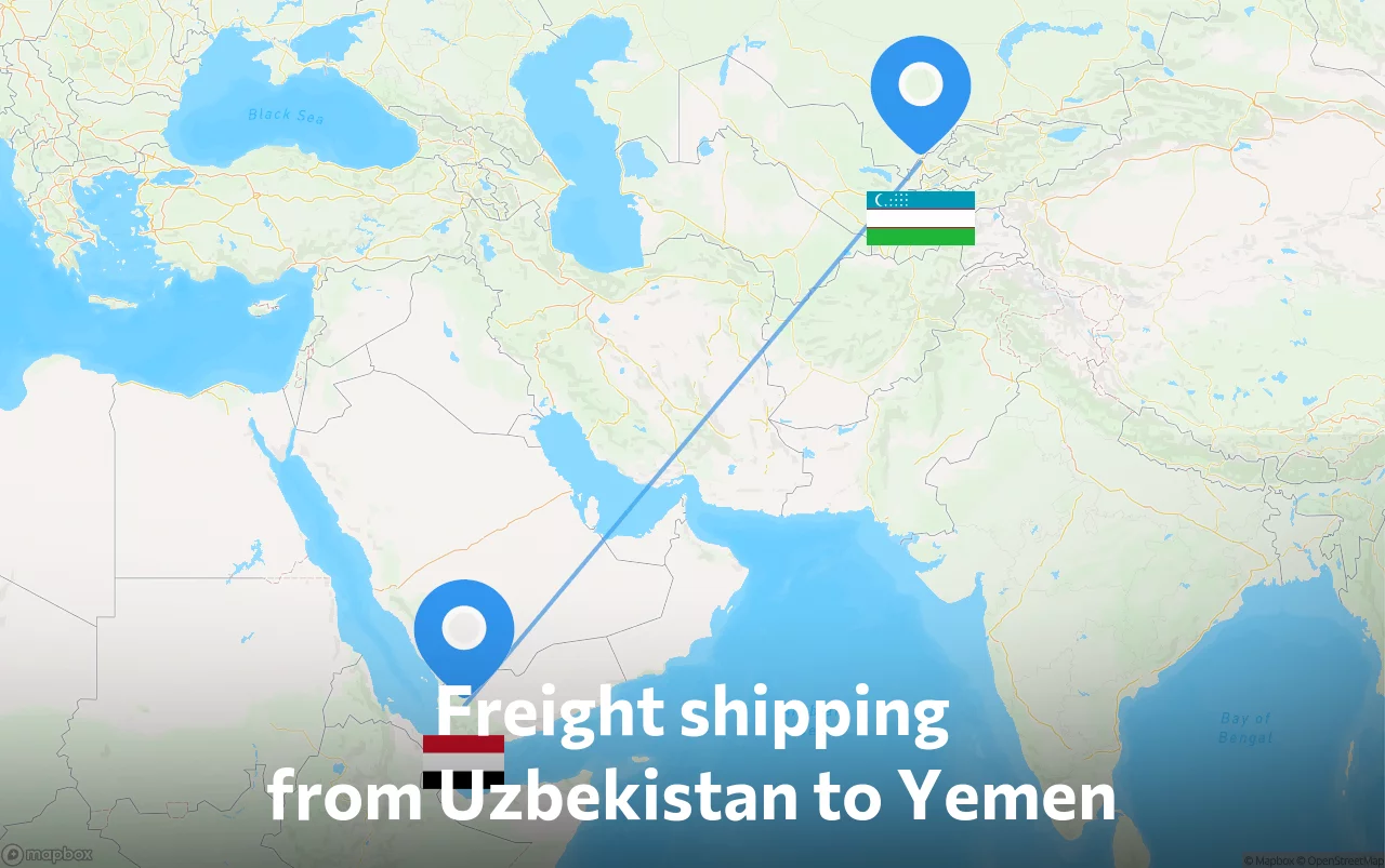 Shipping route from Uzbekistan to Yemen