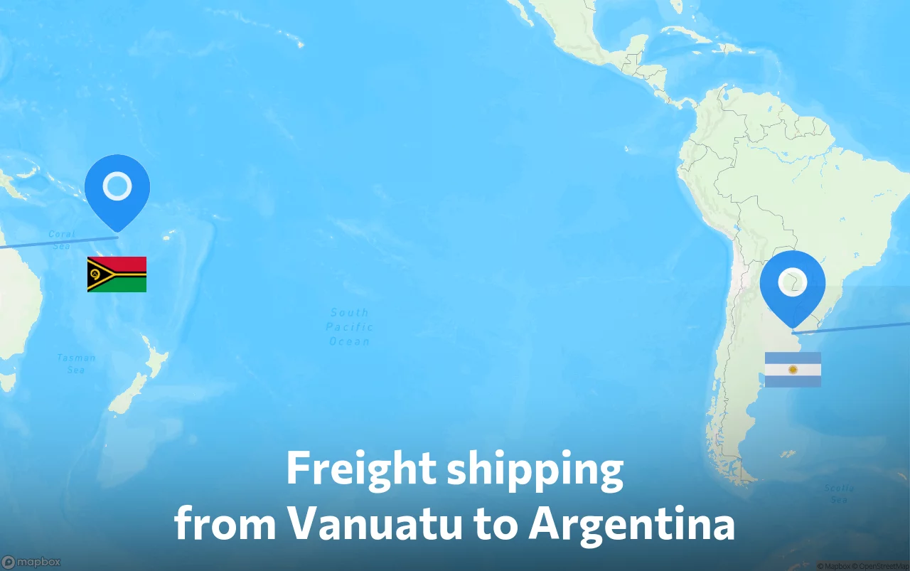 Shipping route from Vanuatu to Argentina