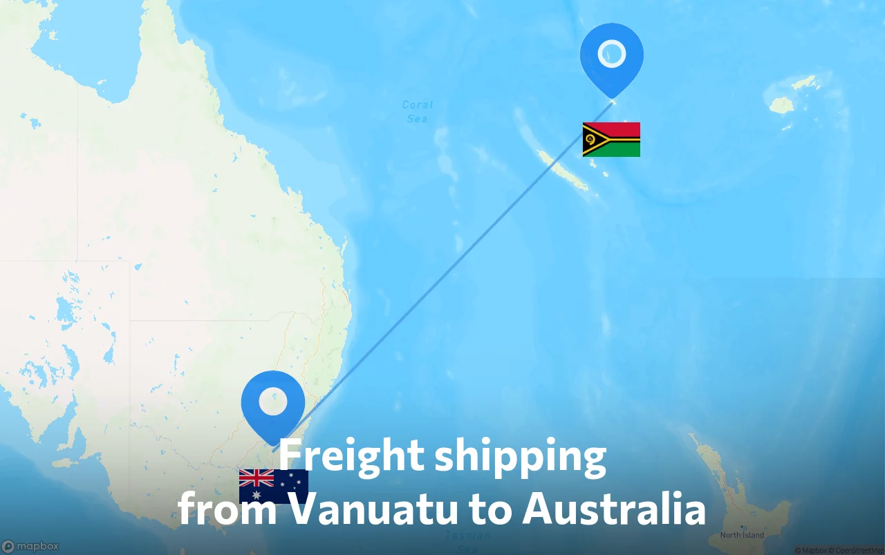 Shipping route from Vanuatu to Australia