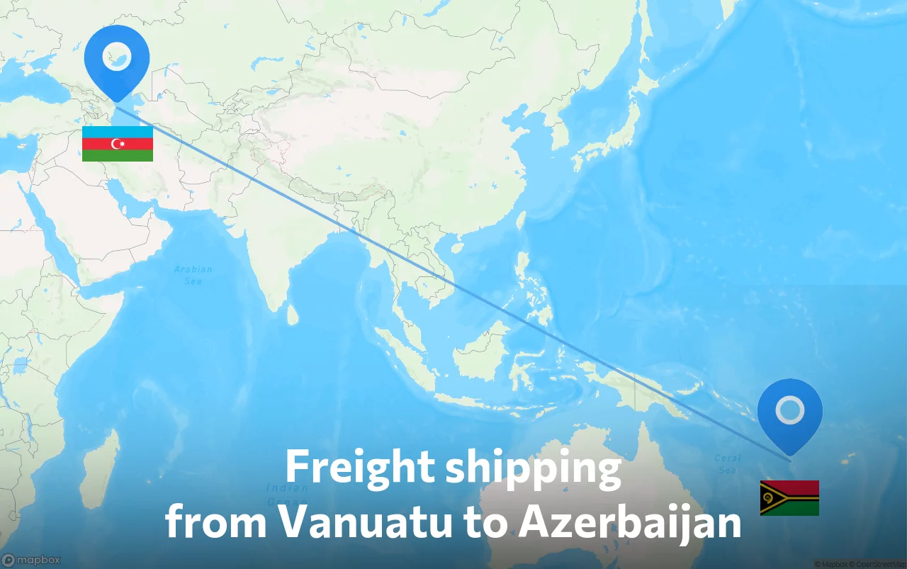 Shipping route from Vanuatu to Azerbaijan