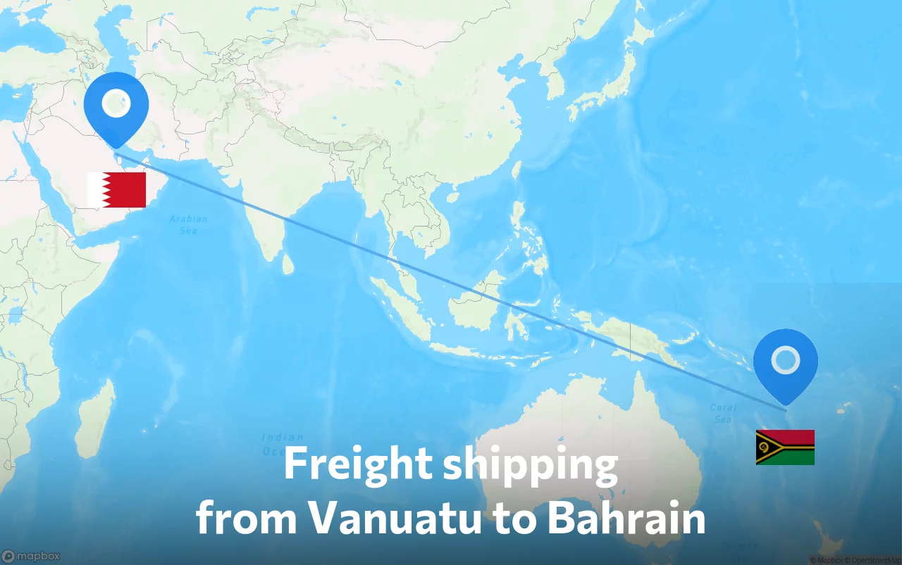 Shipping route from Vanuatu to Bahrain
