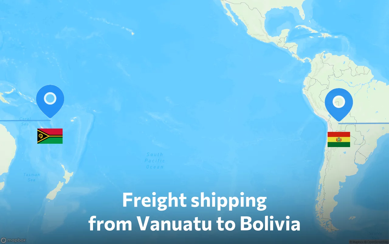Shipping route from Vanuatu to Bolivia
