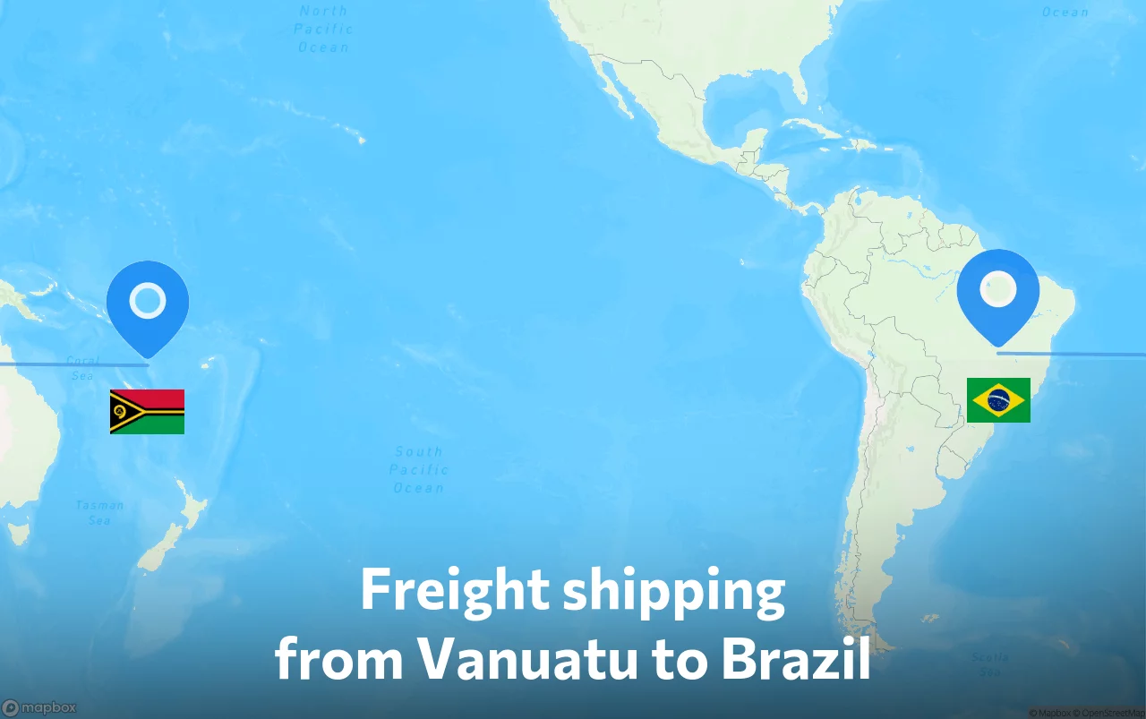 Shipping route from Vanuatu to Brazil