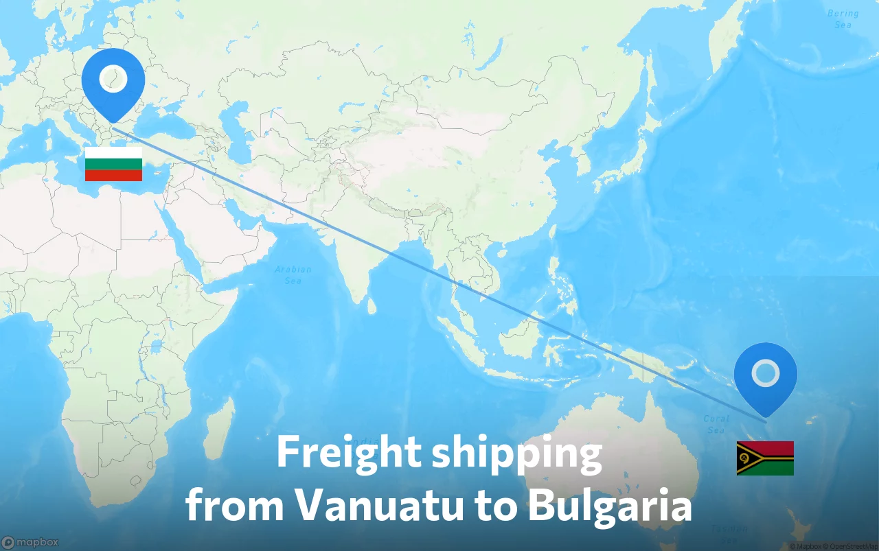 Shipping route from Vanuatu to Bulgaria