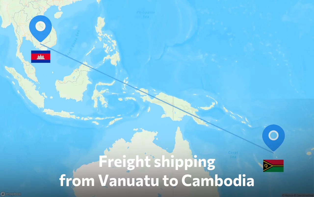 Shipping route from Vanuatu to Cambodia