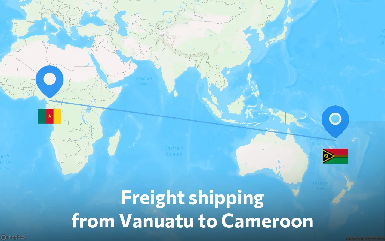 Shipping route from Vanuatu to Cameroon