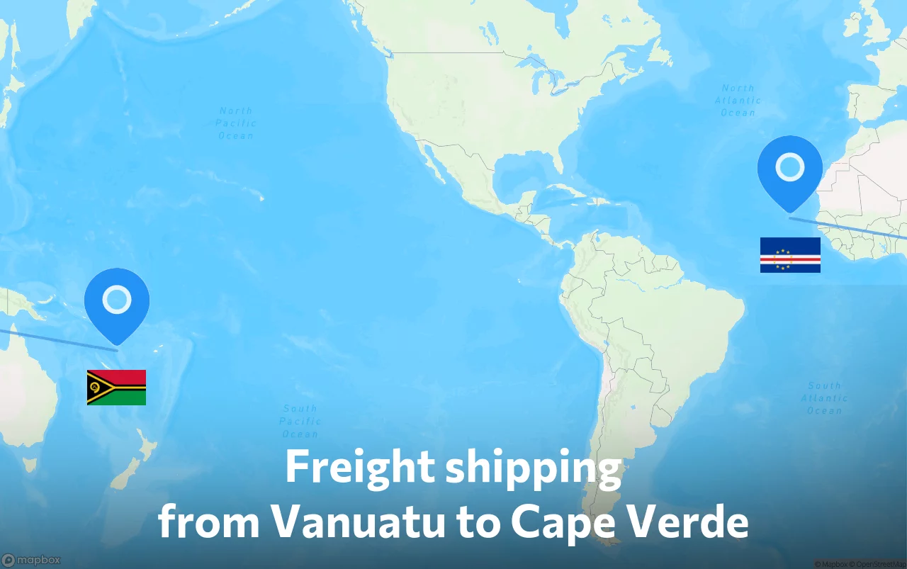 Shipping route from Vanuatu to Cape Verde