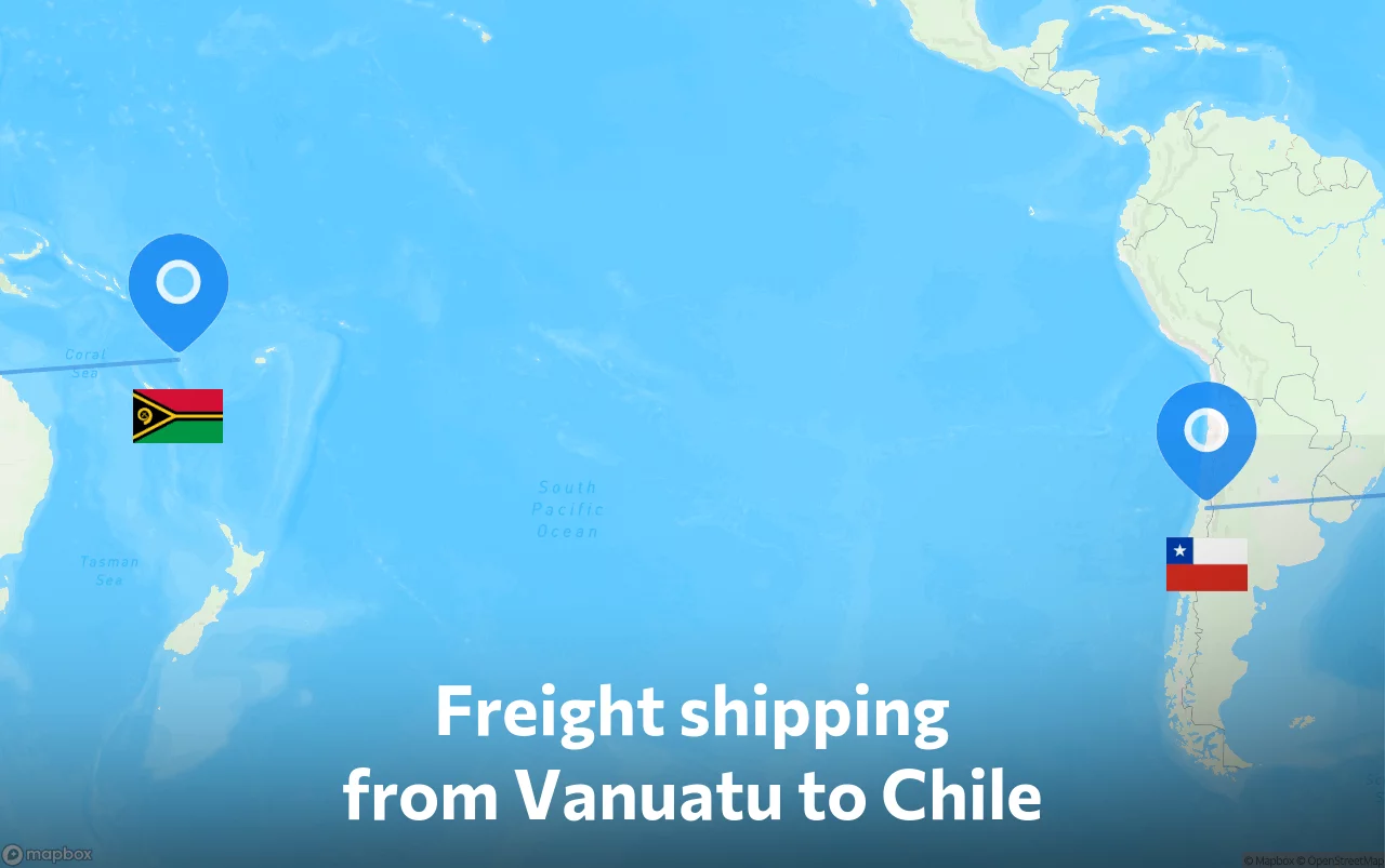 Shipping route from Vanuatu to Chile