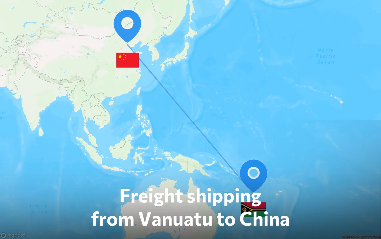 Shipping route from Vanuatu to China