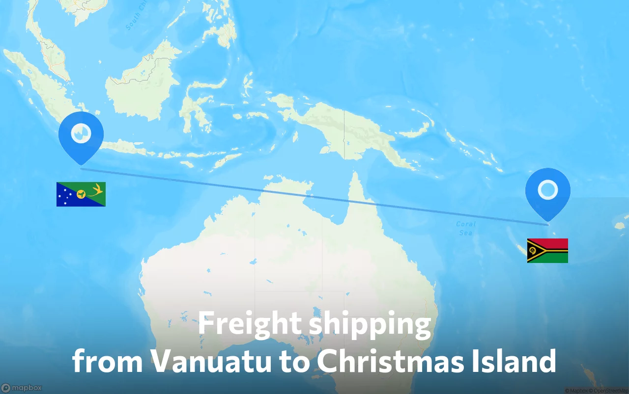 Shipping route from Vanuatu to Christmas Island