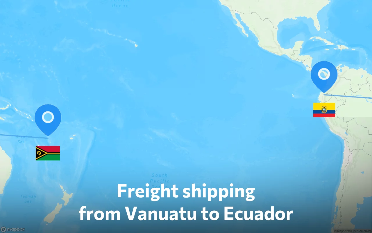 Shipping route from Vanuatu to Ecuador
