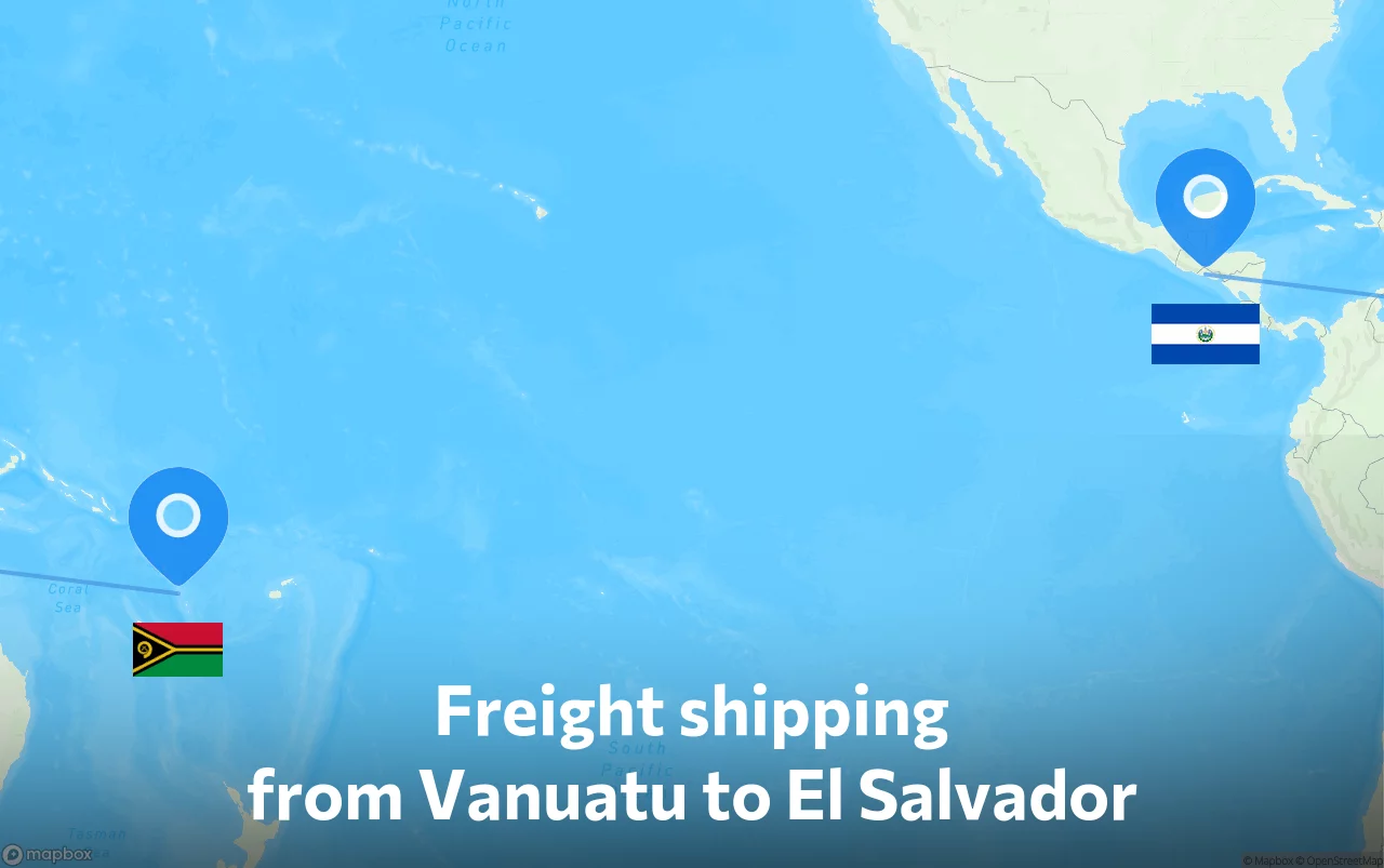 Shipping route from Vanuatu to El Salvador