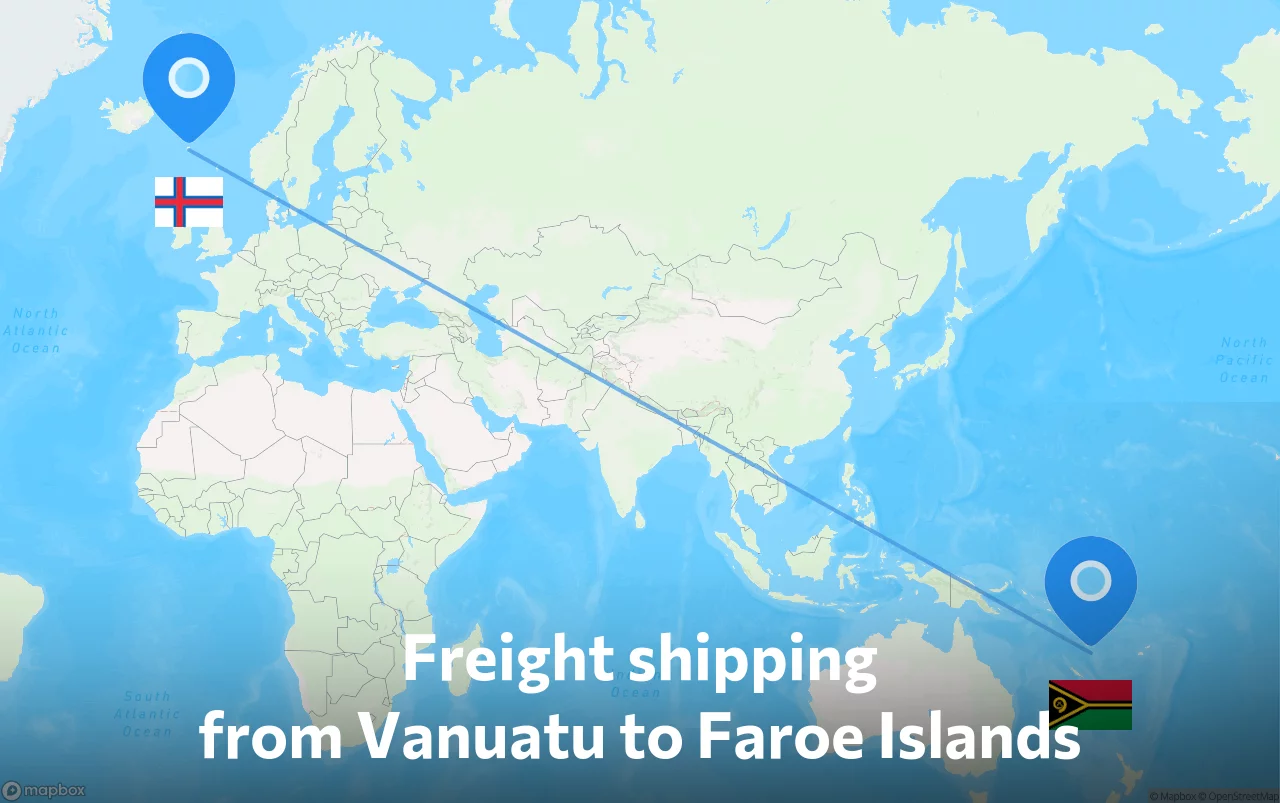 Shipping route from Vanuatu to Faroe Islands