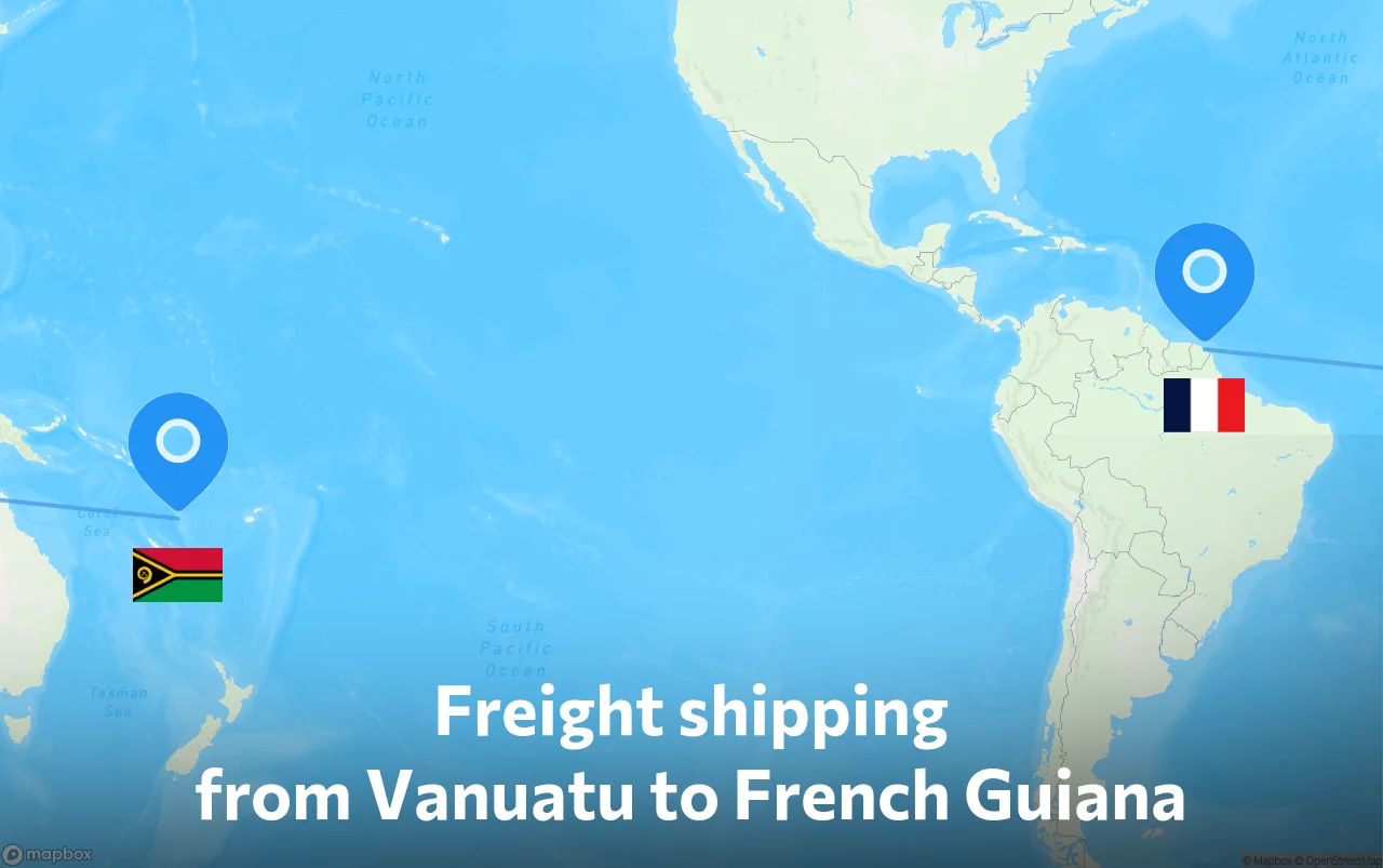 Shipping route from Vanuatu to French Guiana