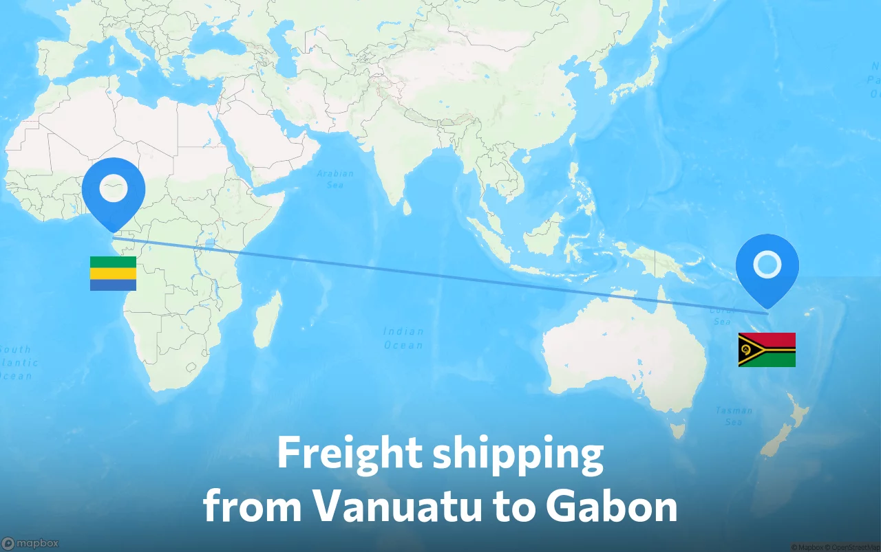 Shipping route from Vanuatu to Gabon