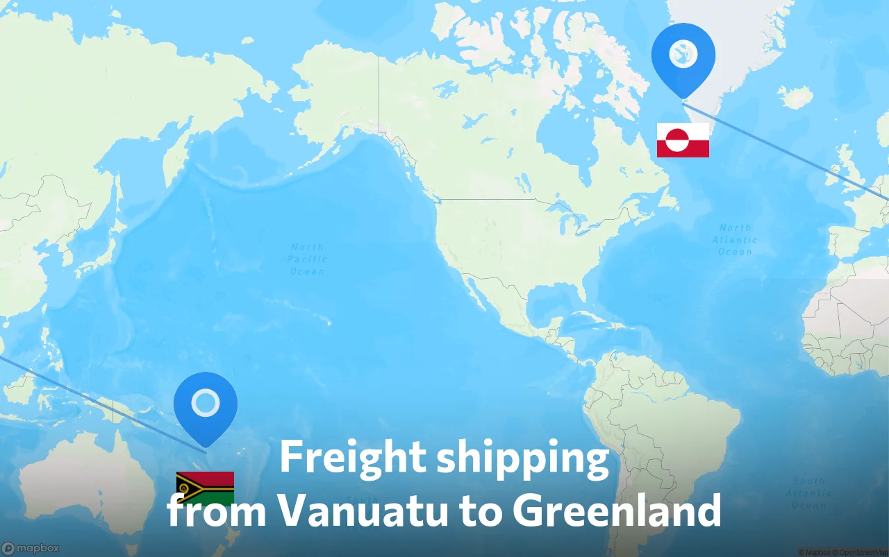 Shipping route from Vanuatu to Greenland