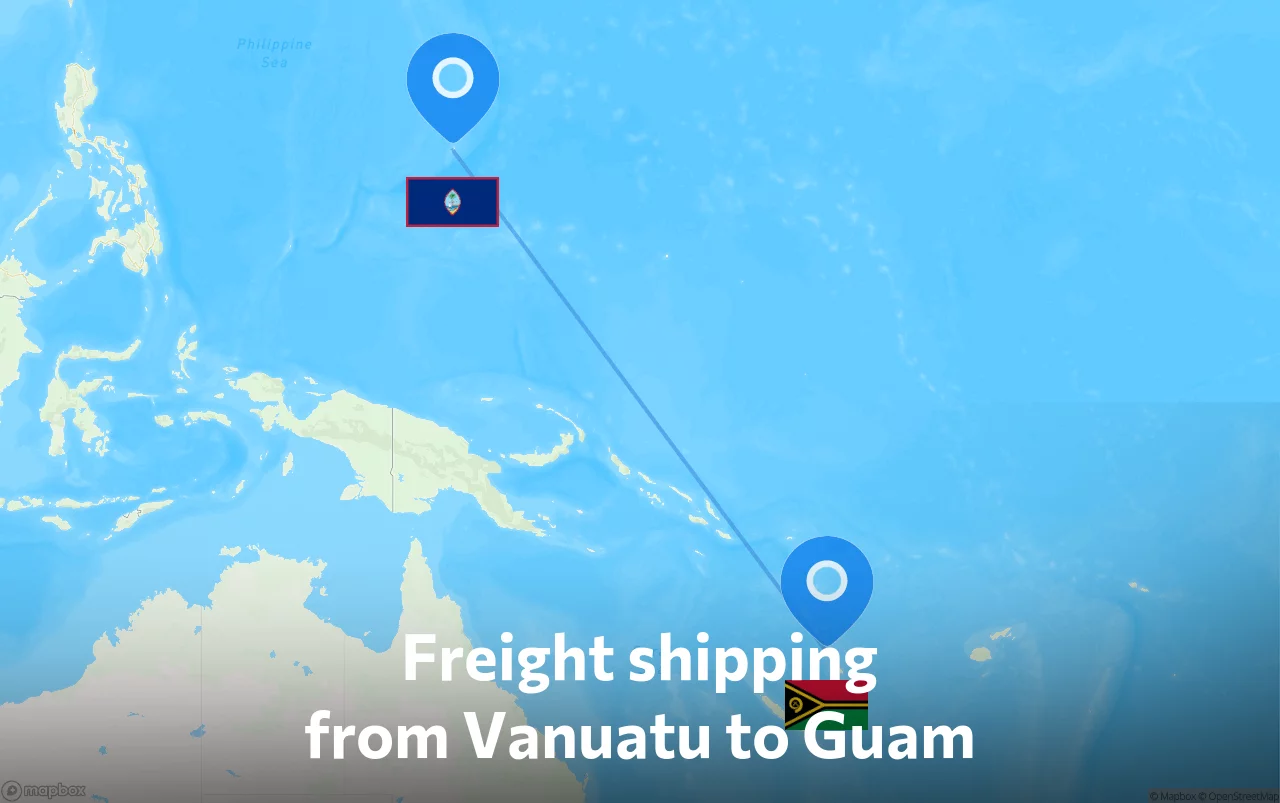 Shipping route from Vanuatu to Guam