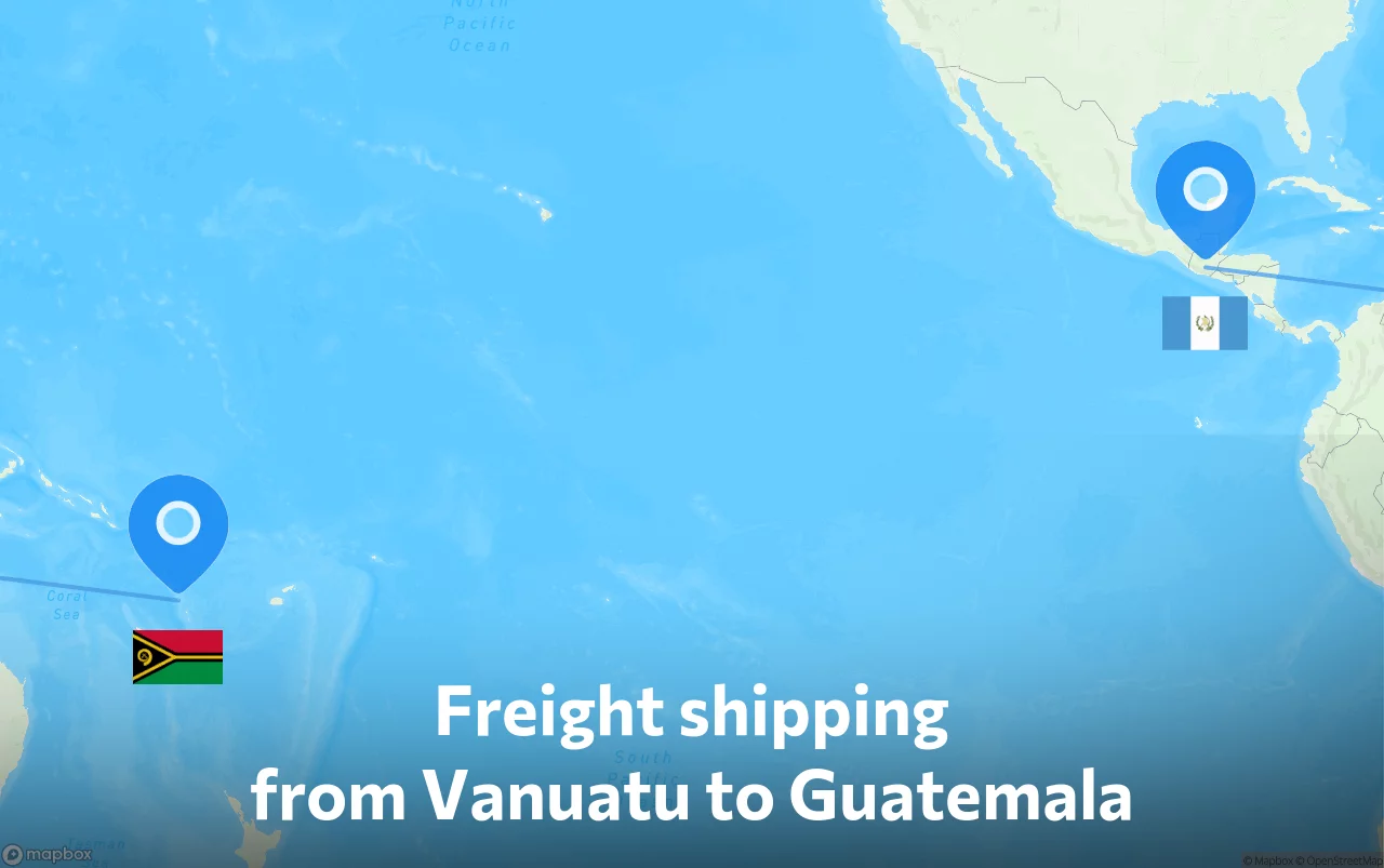 Shipping route from Vanuatu to Guatemala