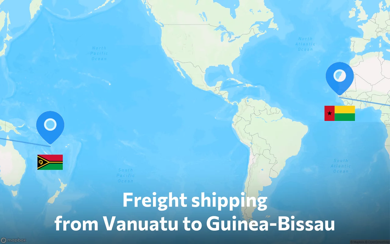 Shipping route from Vanuatu to Guinea-Bissau