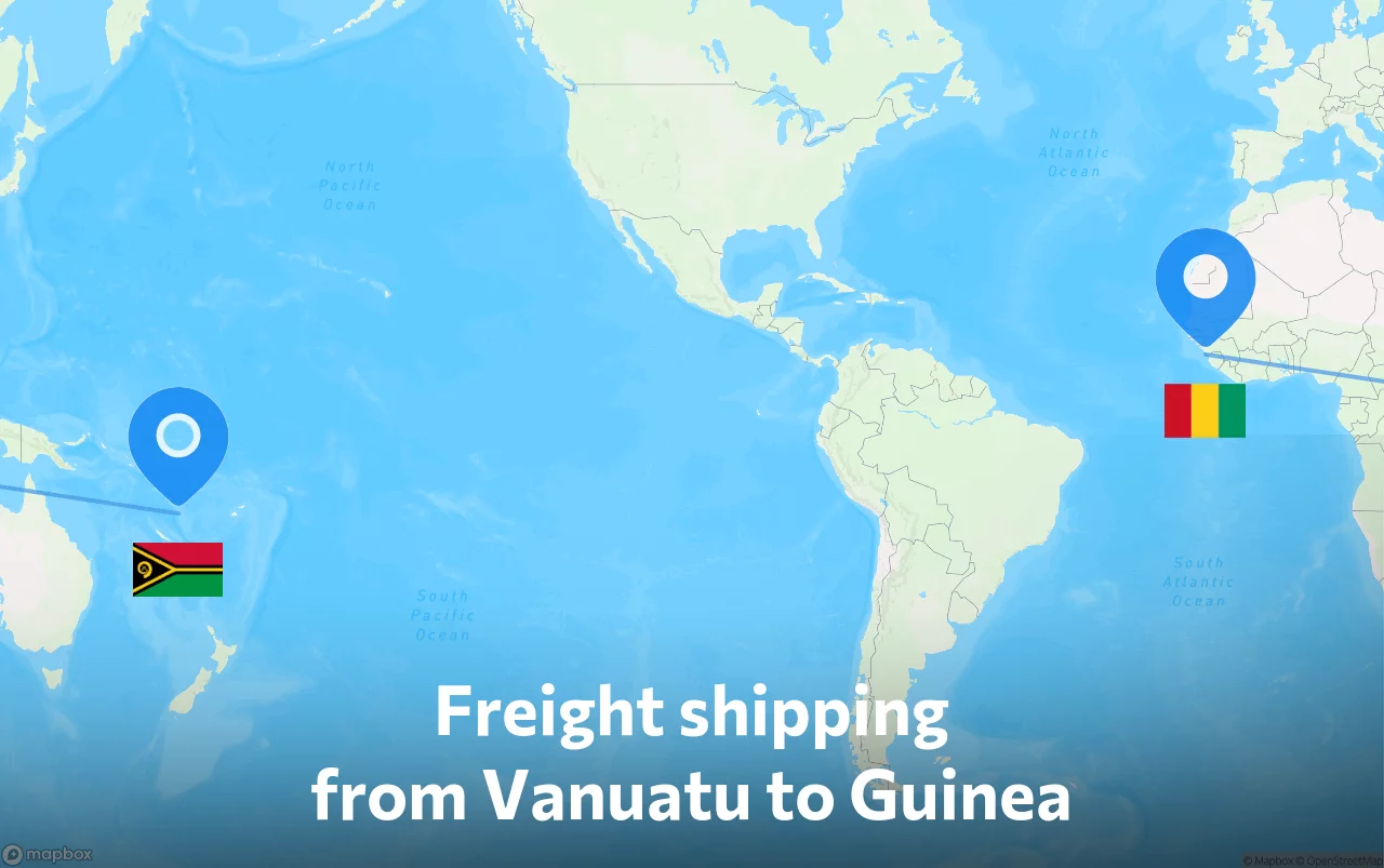 Shipping route from Vanuatu to Guinea