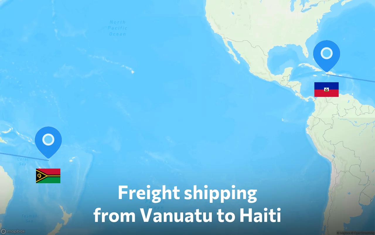 Shipping route from Vanuatu to Haiti