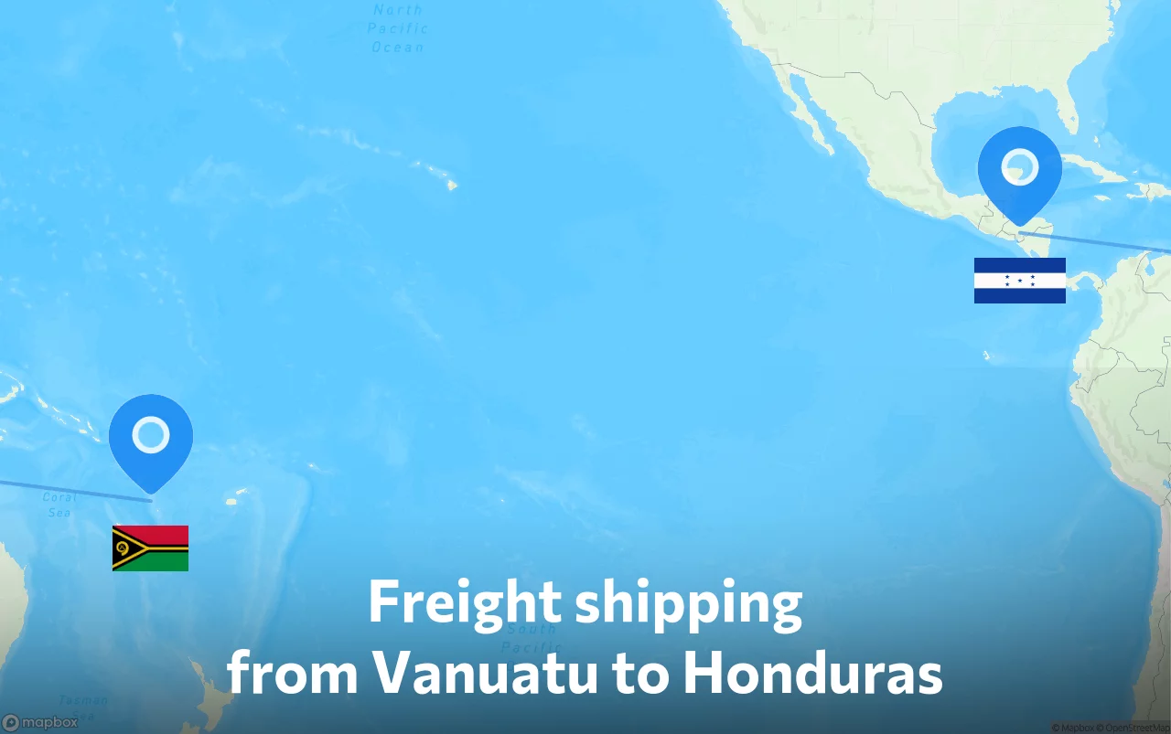 Shipping route from Vanuatu to Honduras
