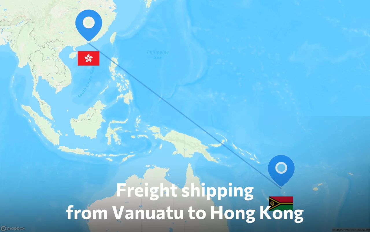 Shipping route from Vanuatu to Hong Kong