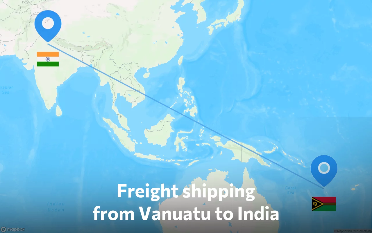 Shipping route from Vanuatu to India