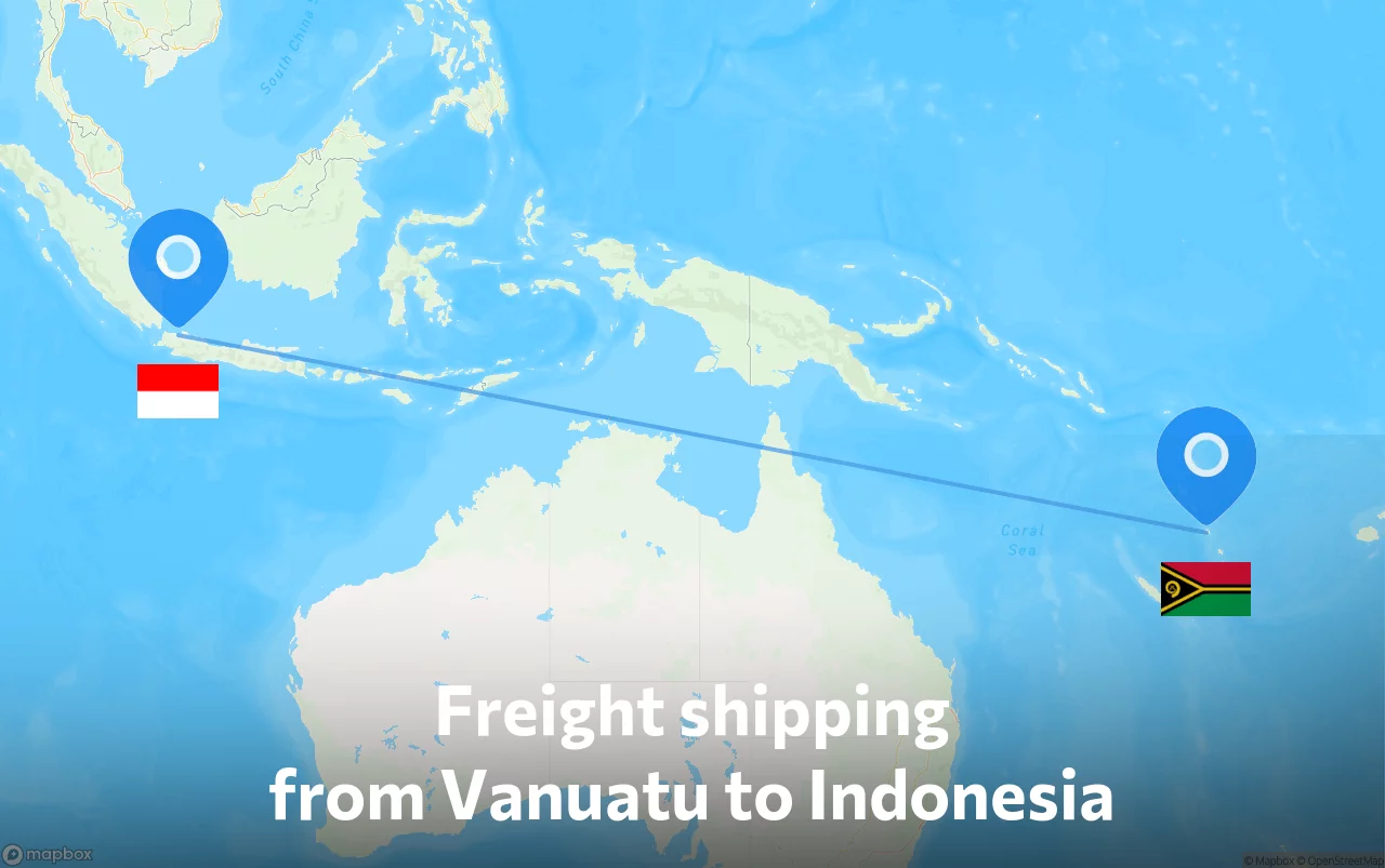 Shipping route from Vanuatu to Indonesia