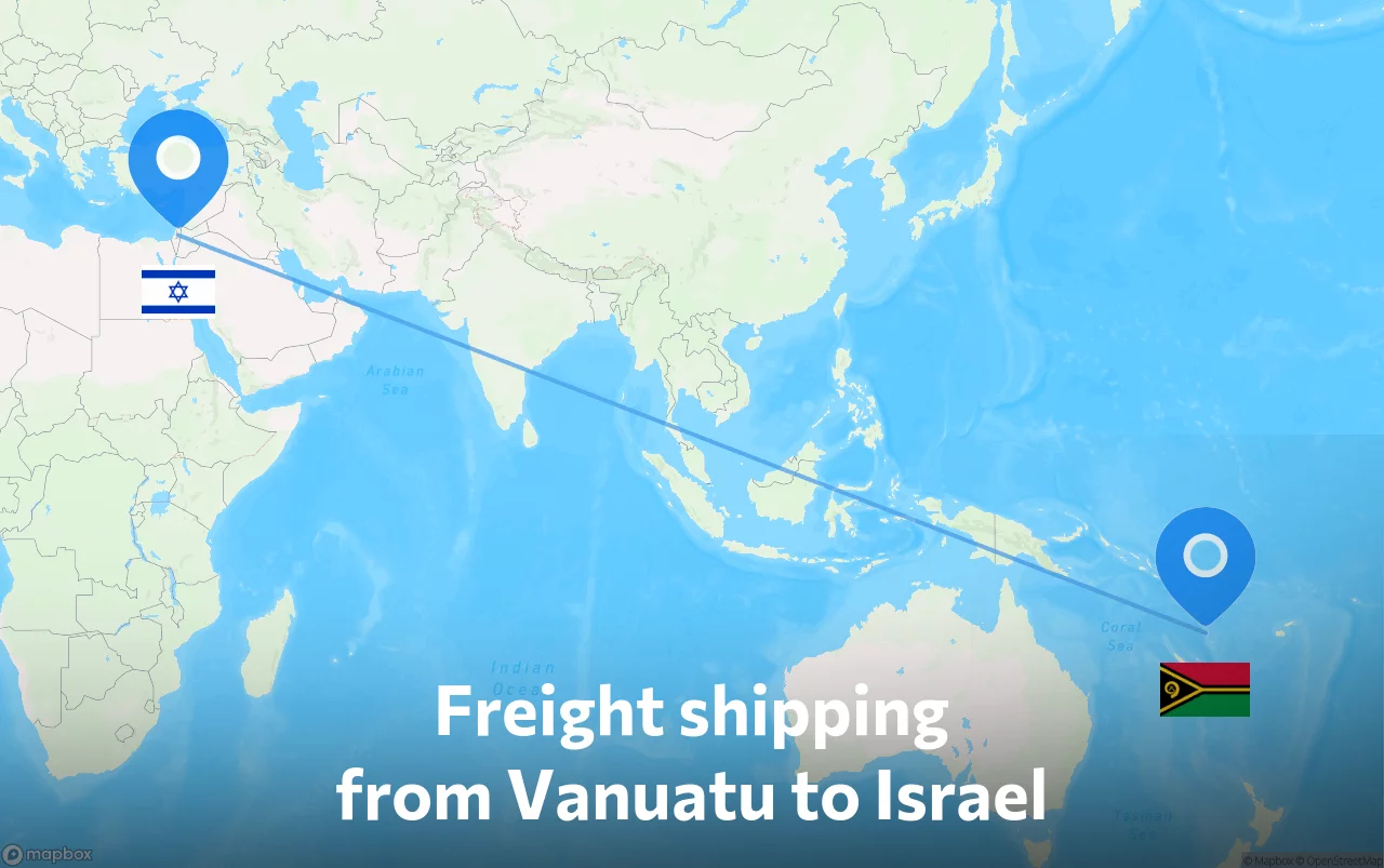 Shipping route from Vanuatu to Israel