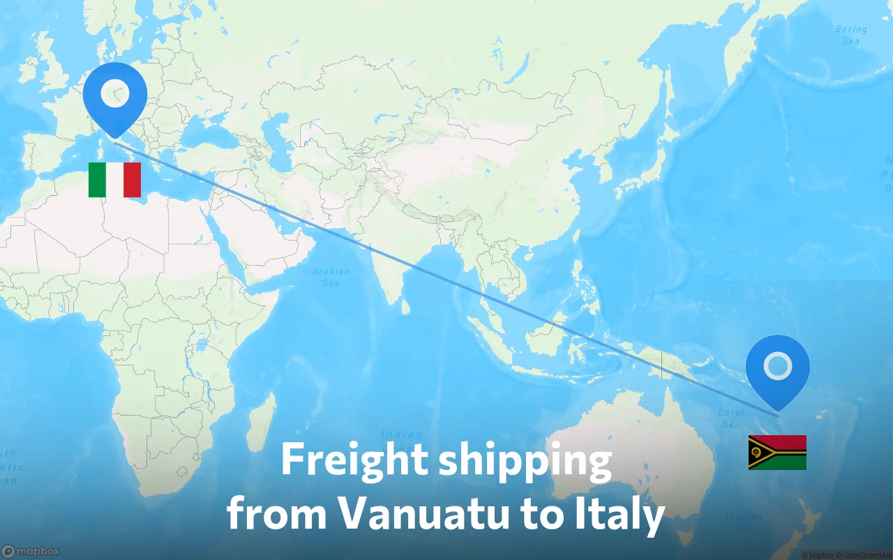 Shipping route from Vanuatu to Italy