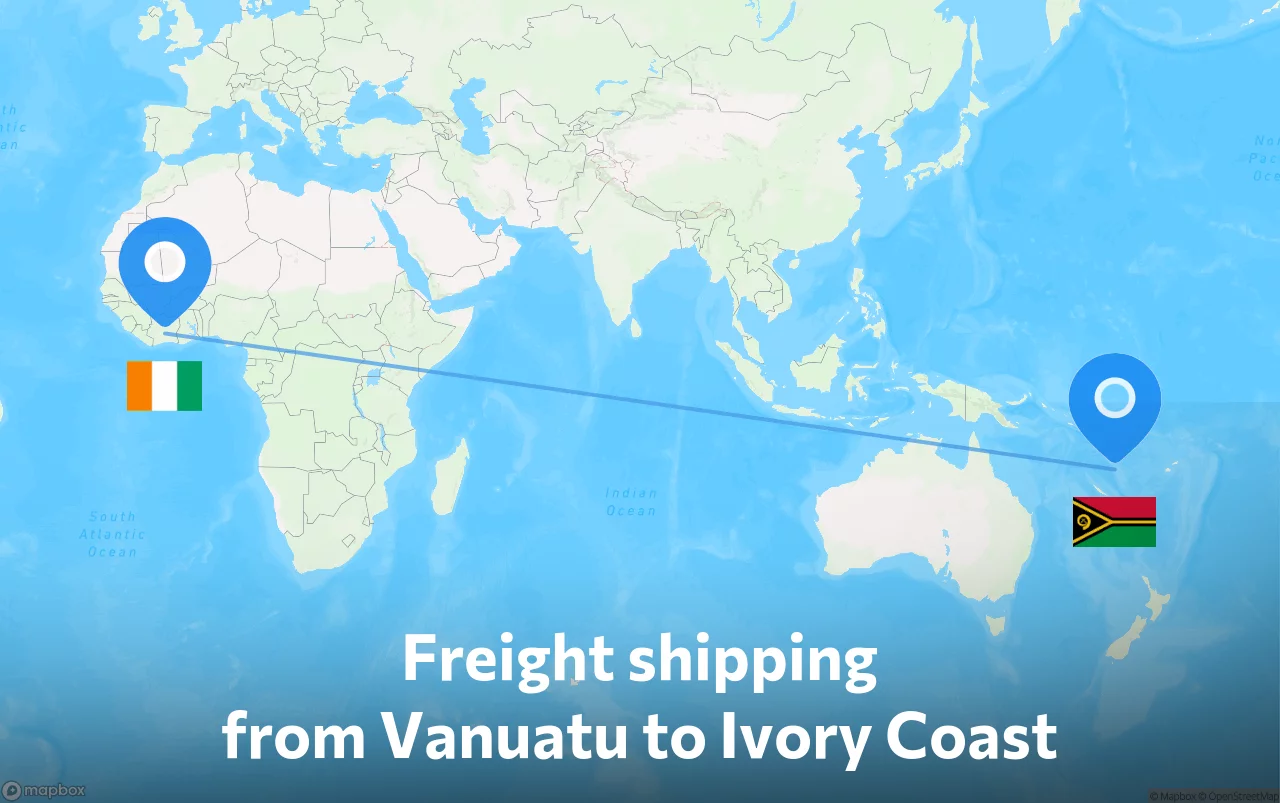 Shipping route from Vanuatu to Ivory Coast