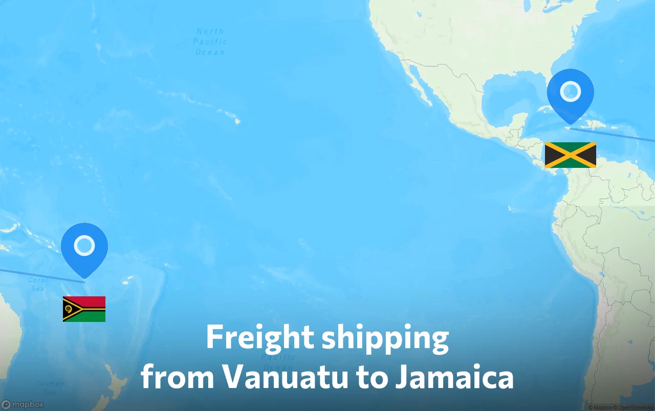 Shipping route from Vanuatu to Jamaica