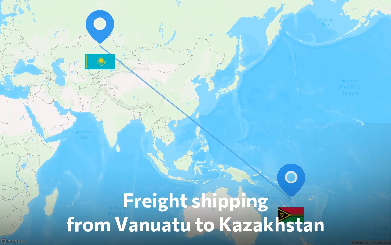 Shipping route from Vanuatu to Kazakhstan